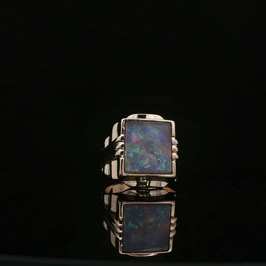 14k Yellow Gold Ring with Square Opal
