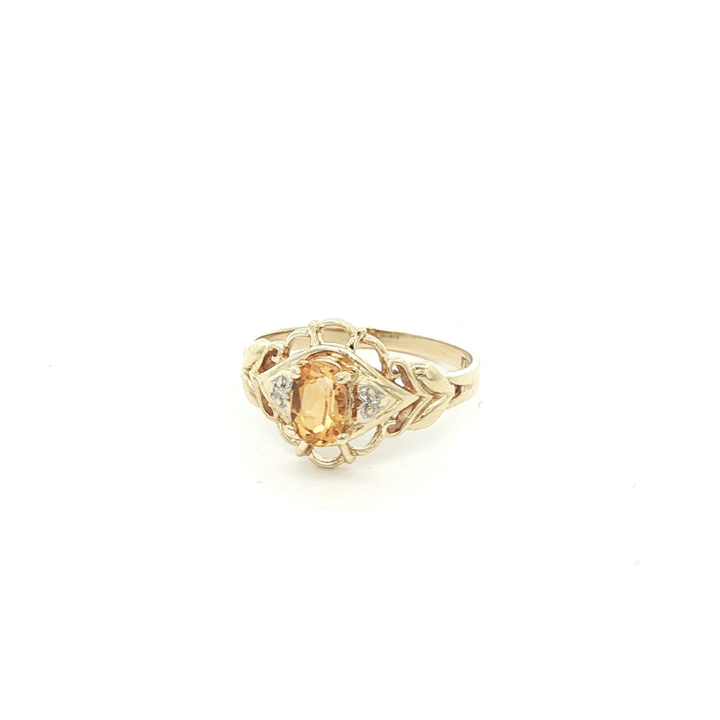 10k Yellow Gold Citrine Oval Diamond Ring