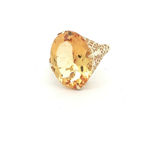10k Cocktail Oval Citrine Ring