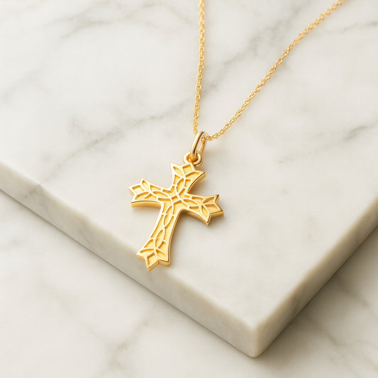 14K Gold Trinity Decorative Cross