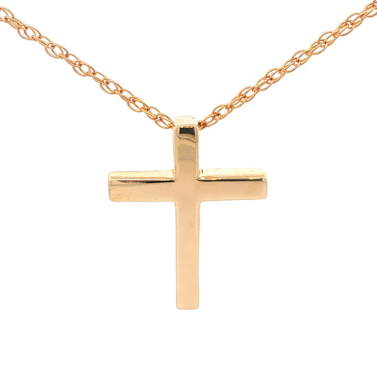 14K Yellow Gold Estate Solid Cross
