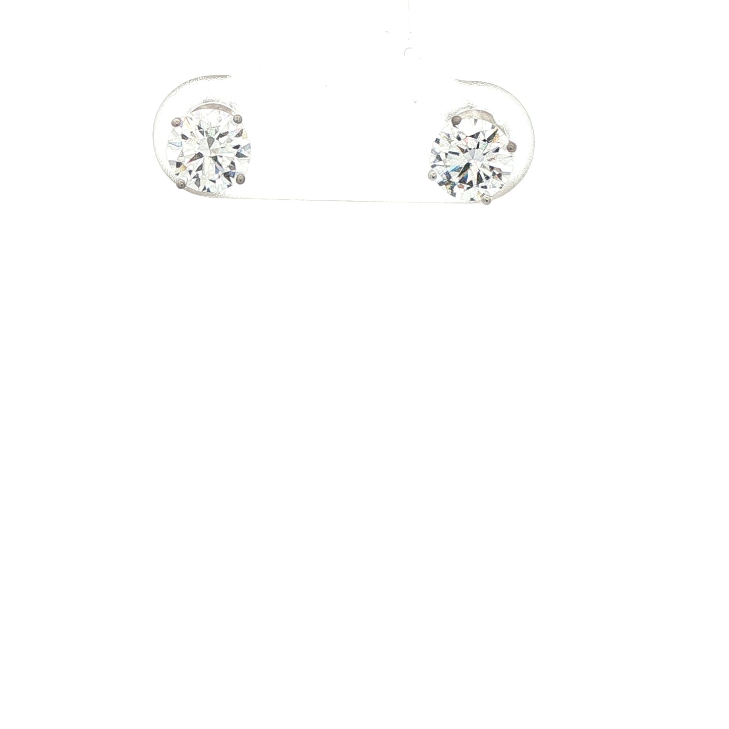 14K White Gold Round Cut Lab-Grown Diamond Earrings - 1.08 ctw VS Clarity