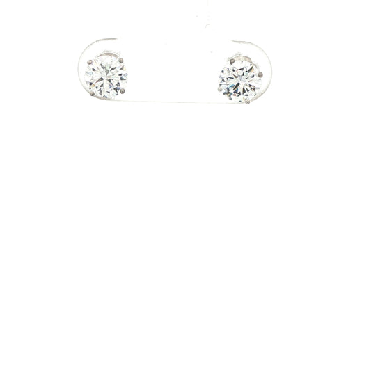 14K White Gold Round Cut Lab-Grown Diamond Earrings - 1.08 ctw VS Clarity