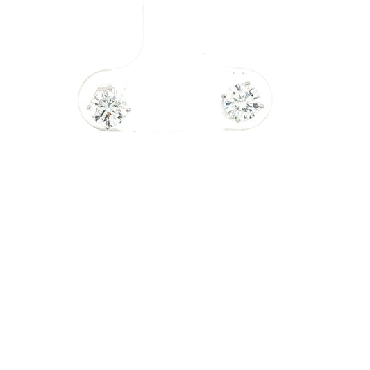 14K White Gold Round Cut Lab-Grown Diamond Earrings - 0.77 ctw VS Clarity