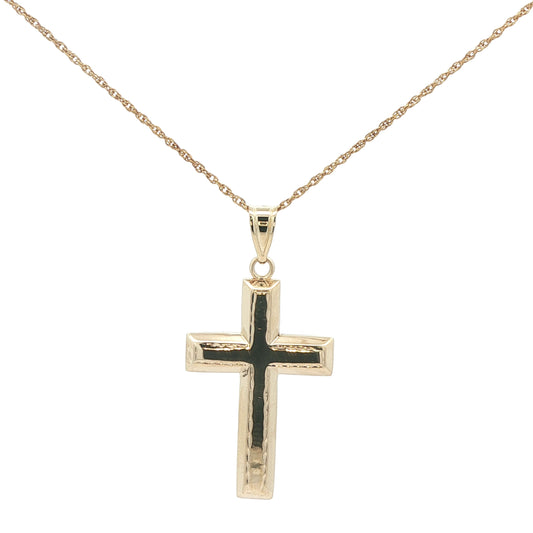Estate 14K Yellow Gold Cross Pendant Modern Minimalist Design