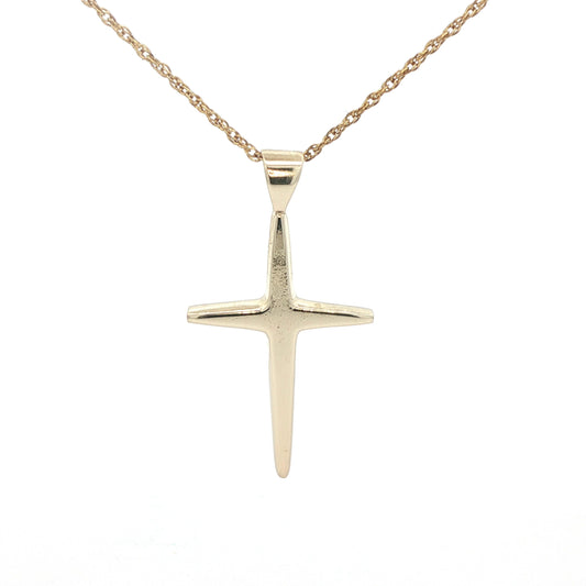 Estate 14K Yellow Gold Cross Pendant Classic Polished Design