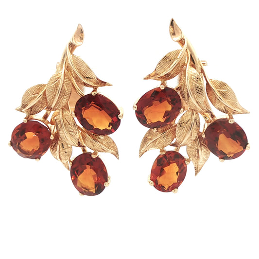 18k Gold Citrine Leaf Earrings