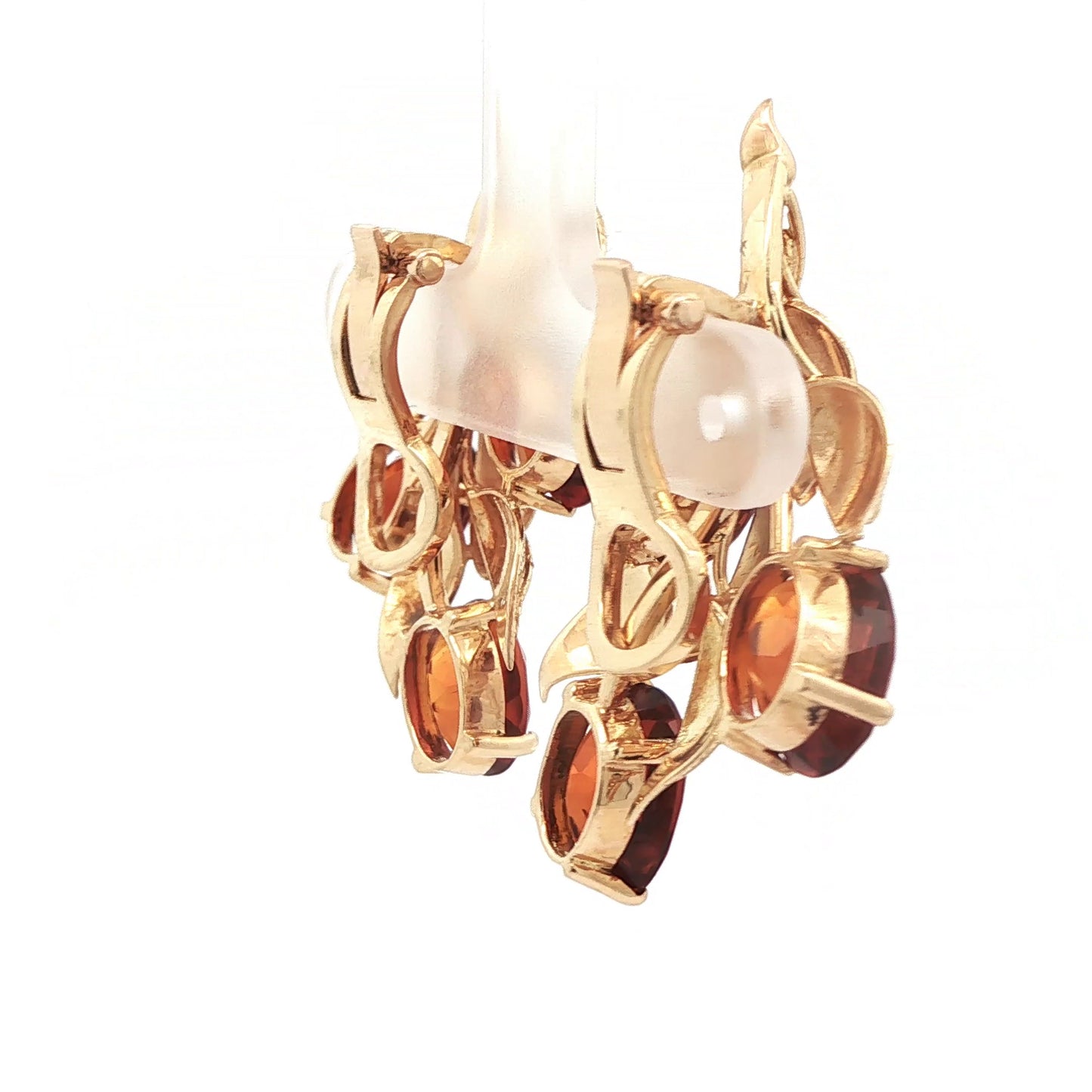 18k Gold Citrine Leaf Earrings