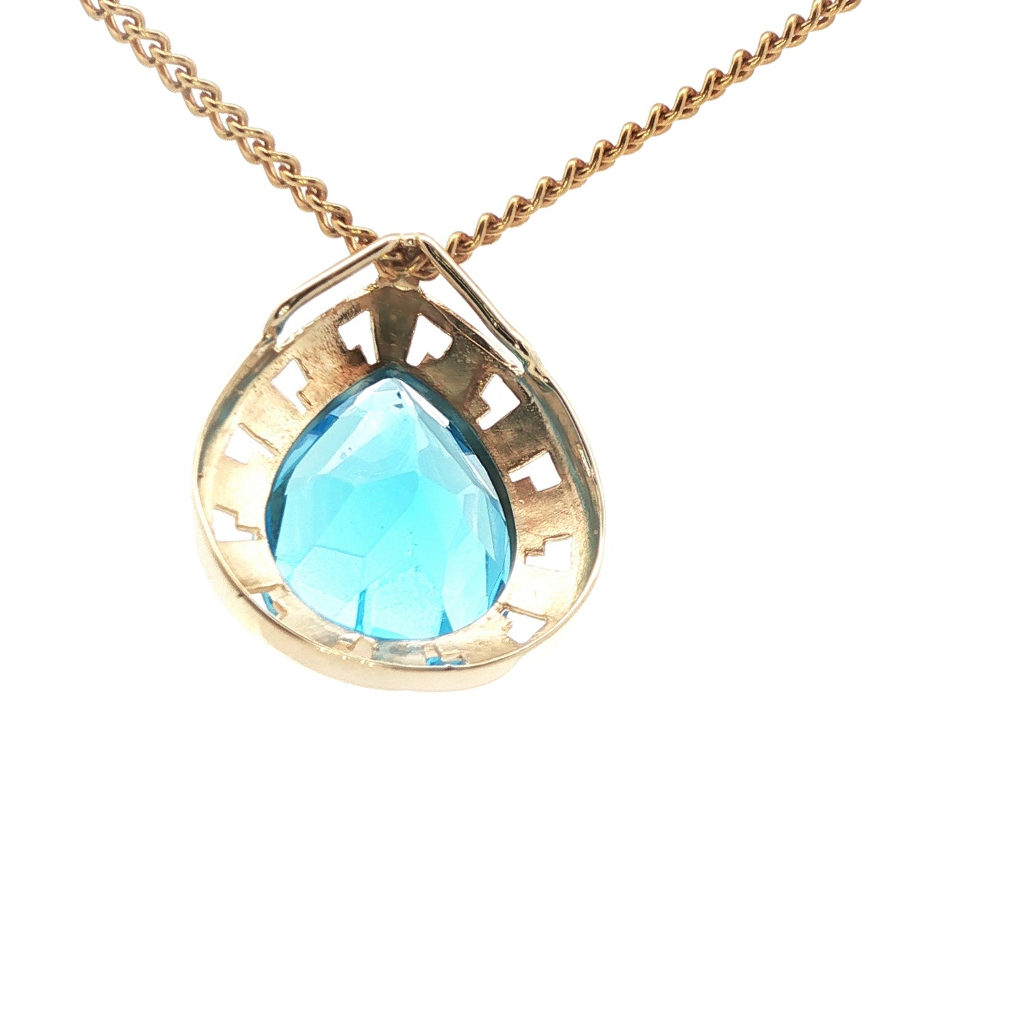 14k Yellow Gold Pear-Shaped London Blue Topaz Pendant