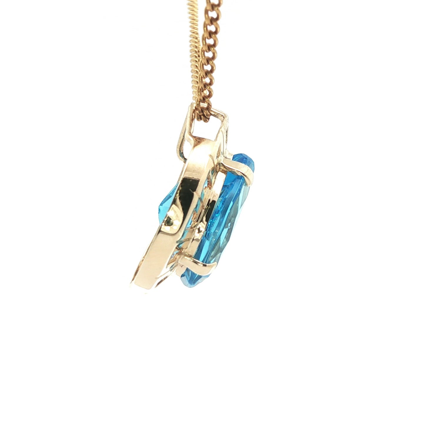 14k Yellow Gold Pear-Shaped London Blue Topaz Pendant