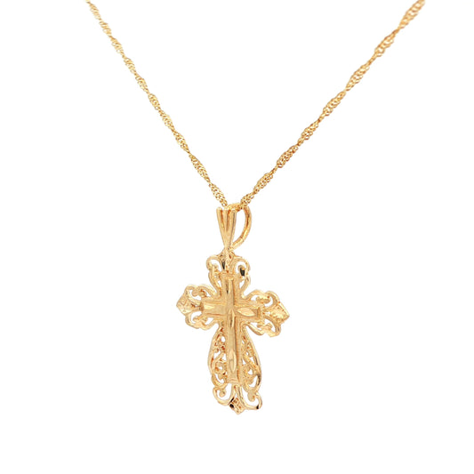 14K Gold Scroll Cross