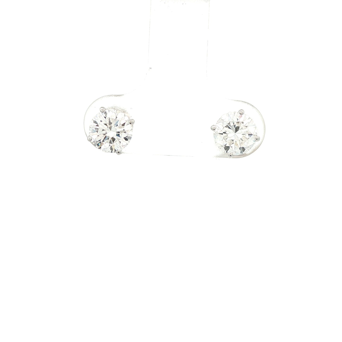 14K White Gold Round Cut Lab Grown Diamond Earrings - 1.50 ctw VS Clarity
