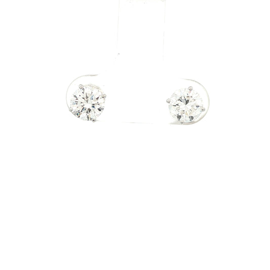 14K White Gold Round Cut Lab Grown Diamond Earrings - 1.50 ctw VS Clarity