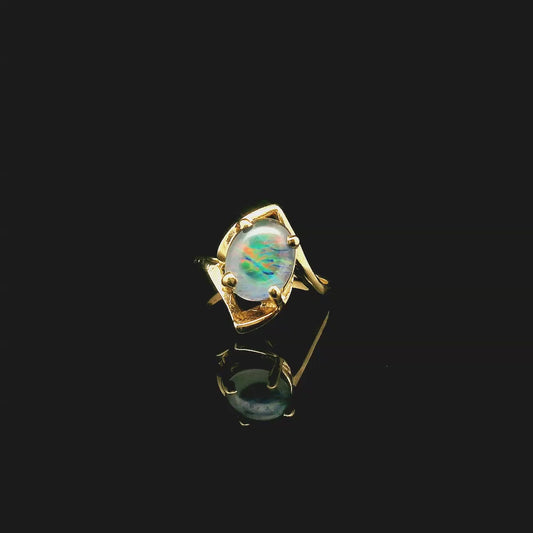 Oval Opal with Gold Halo