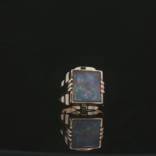 14k Yellow Gold Ring with Square Opal