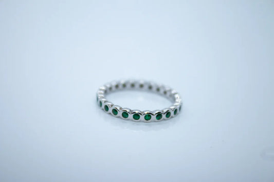 Sterling Silver Emerald Colored Eternity Ring