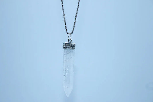 Sterling Silver Clear Crystal Quartz with chain