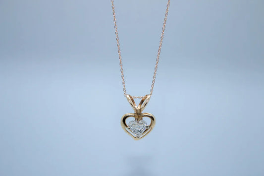 14 K Y/G Diamond Heart Shape Necklace