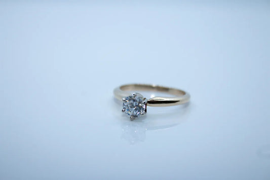 14K Yellow Gold Two-tone Solitaire Engagement Ring