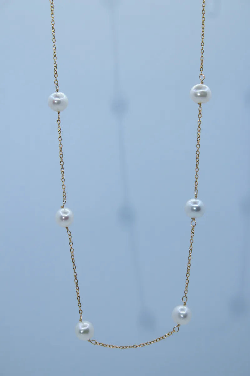 14K Yellow Gold Pearl by the Yard Necklace