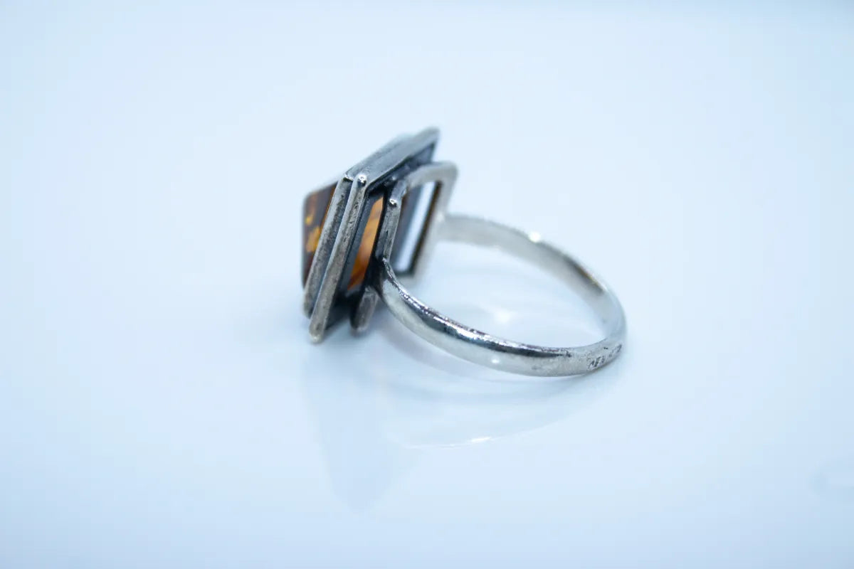 Sterling Silver Amber Ring