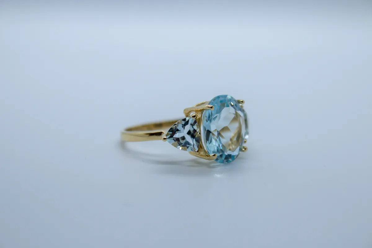 14 K Y/G Sky Blue Topaz Ring