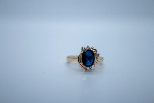 14 K Y/G Sapphire, Diamond Ring
