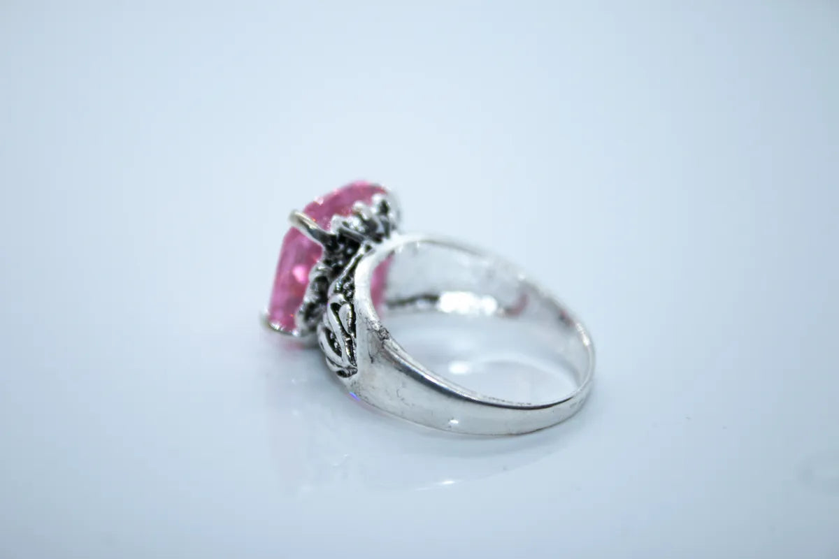 Sterling Silver CZ Pink Stone Ring