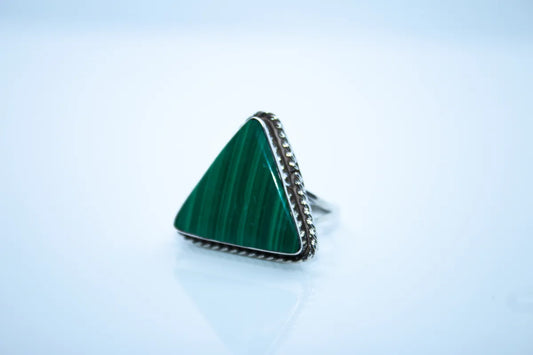 Sterling Silver Malachite Triangle Shaped Ring