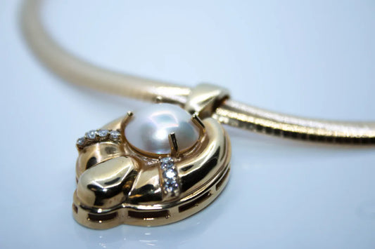 14K Yellow Gold Estate Pearl Enhancer