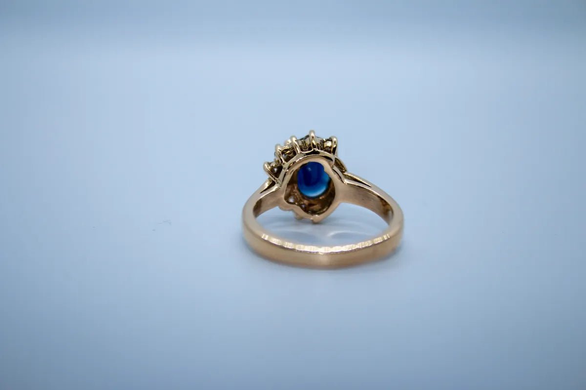 14 K Y/G Sapphire, Diamond Ring