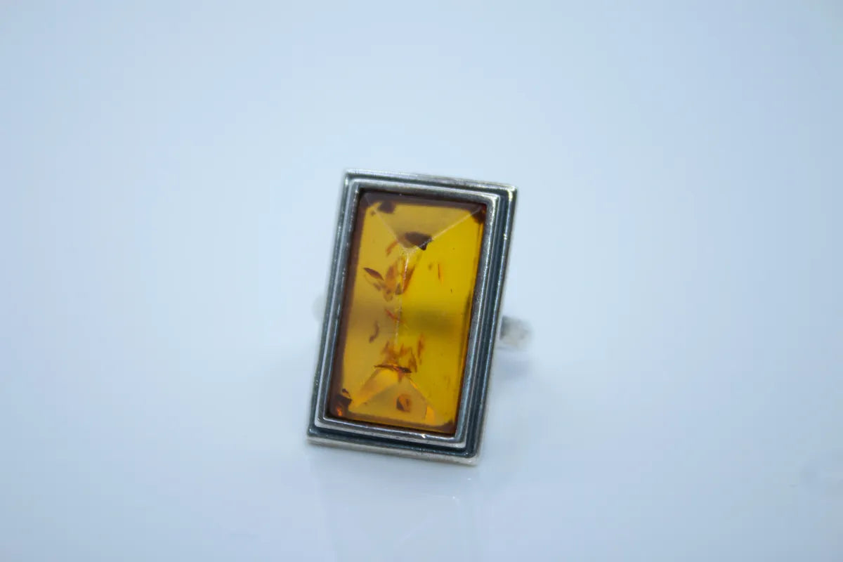 Sterling Silver Amber Ring