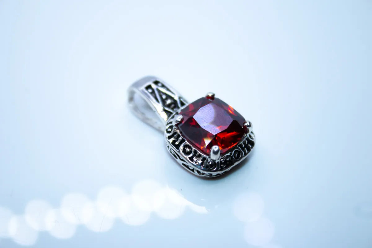 Sterling Silver Red Stoned CZ Pendant