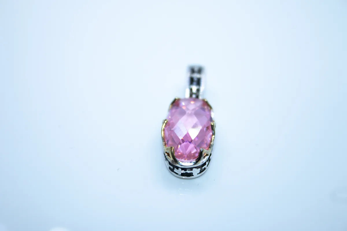 Sterling Silver Pink Stoned CZ Pendant