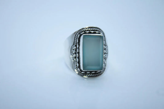 Sterling Silver Aqua Chalcedony Ring