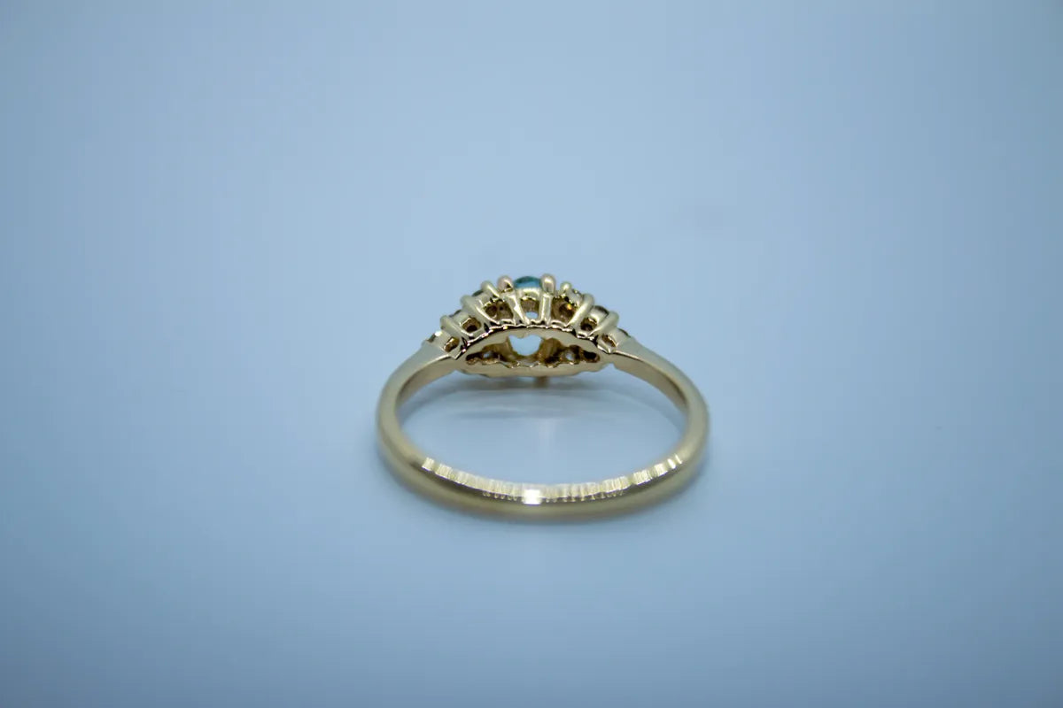 14 K Y/G Aqua and Diamond Ring
