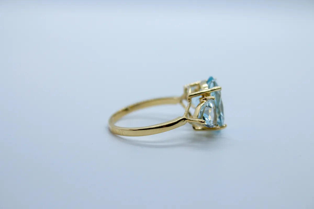 14 K Y/G Sky Blue Topaz Ring