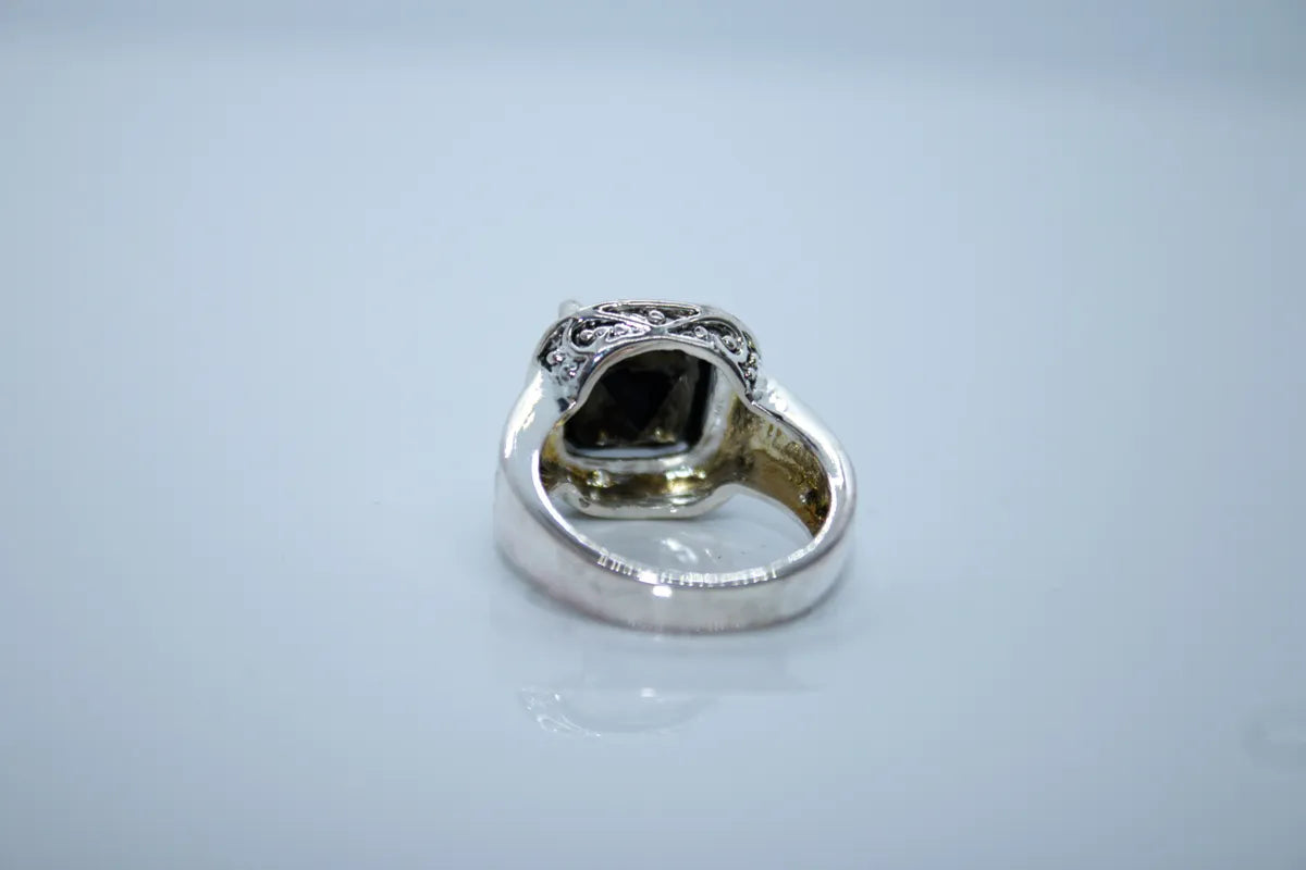 Sterling Silver Black CZ Stone Ring