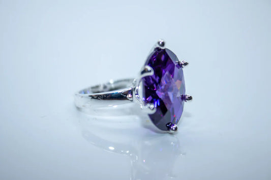 Sterling Silver, Oval Cut, Amethyst Ring