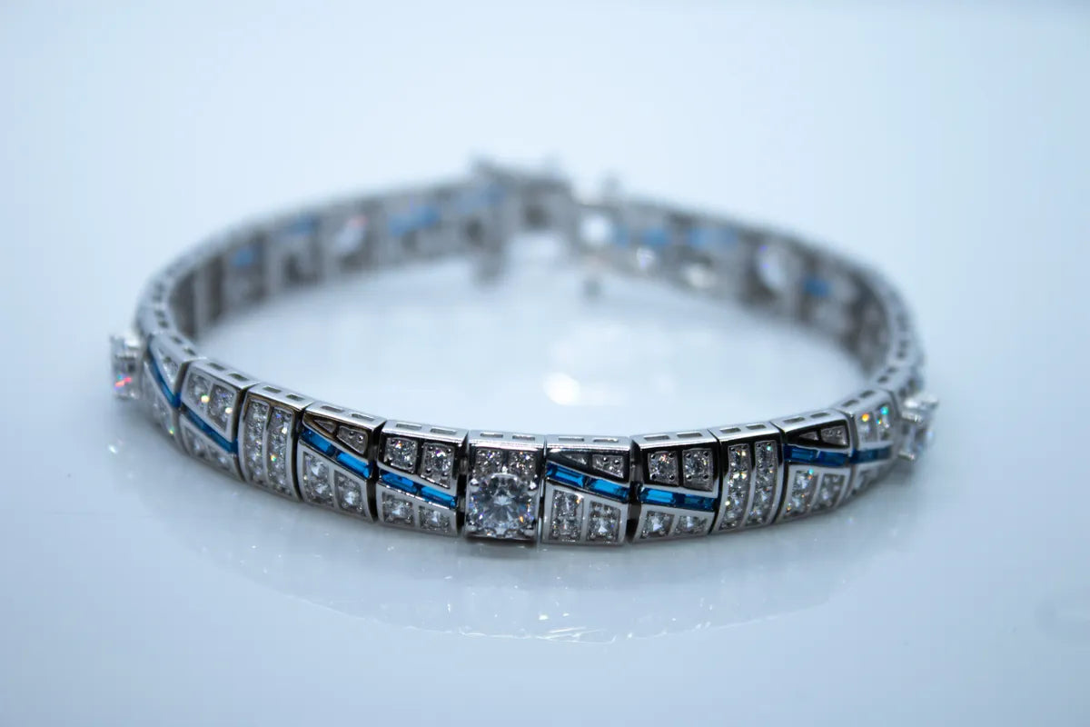 Sterling Silver CZ Sapphire Bracelet