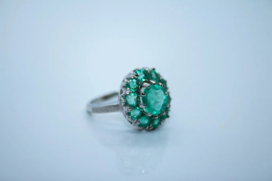 14K White Gold Estate Emerald Ring
