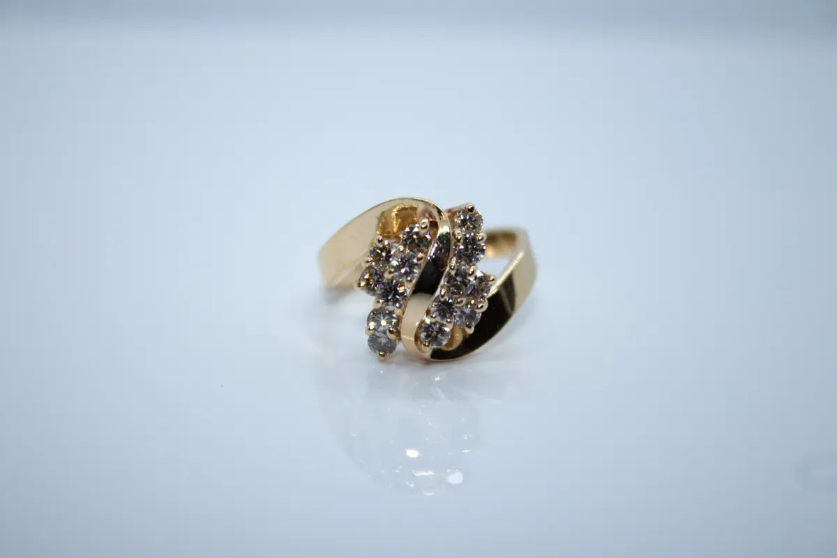 14 Karat Yellow Gold Diamond Cluster Ring