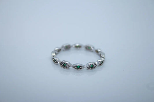 Sterling Silver Emerald Colored Eternity Ring