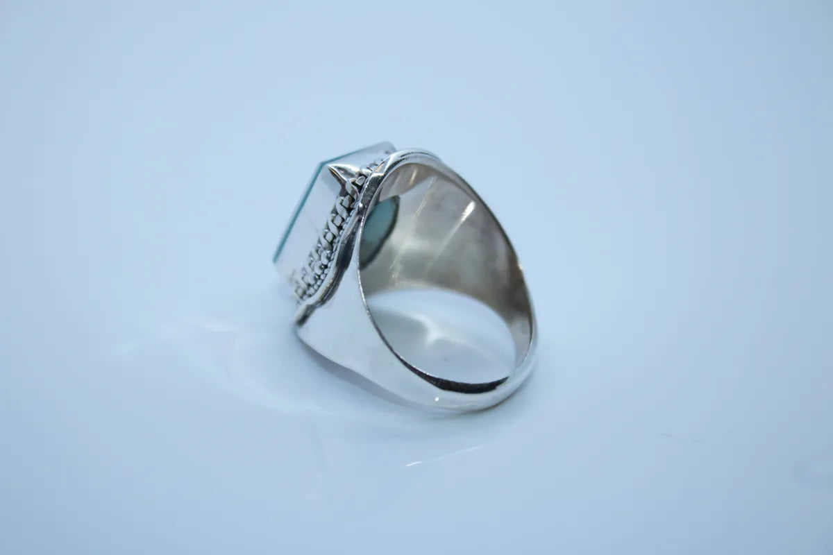 Sterling Silver Aqua Chalcedony Ring