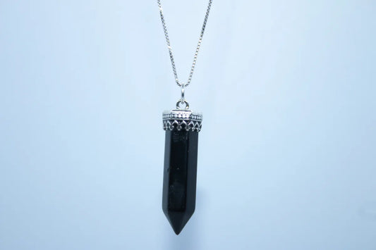 Sterling Silver Black Onyx Quartz Crystal