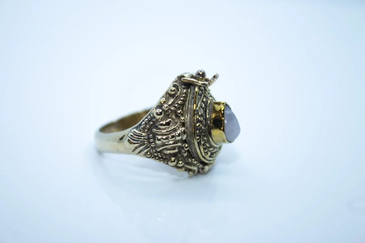 Silver Plated Brass Poison Ring