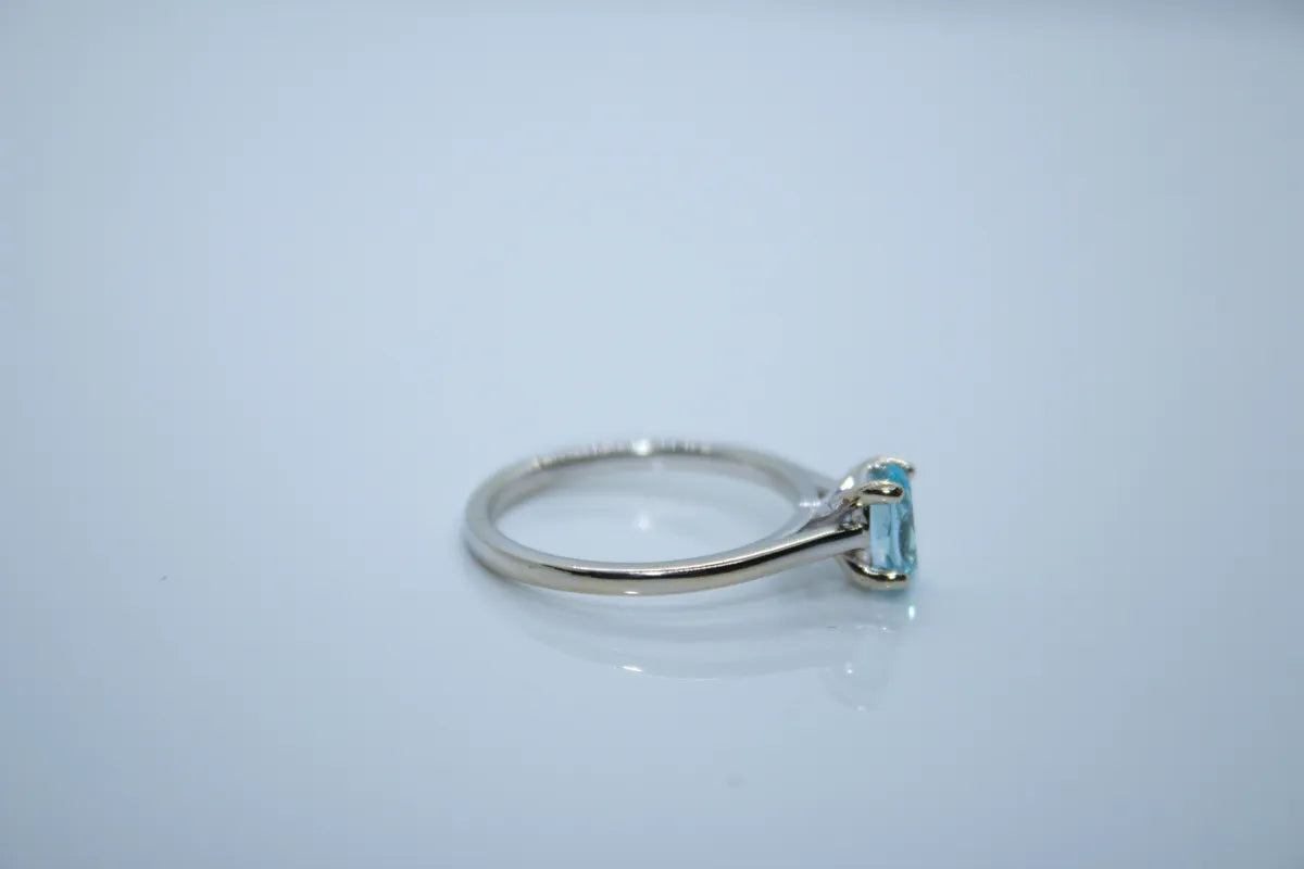 14K White Gold Aqua Ring