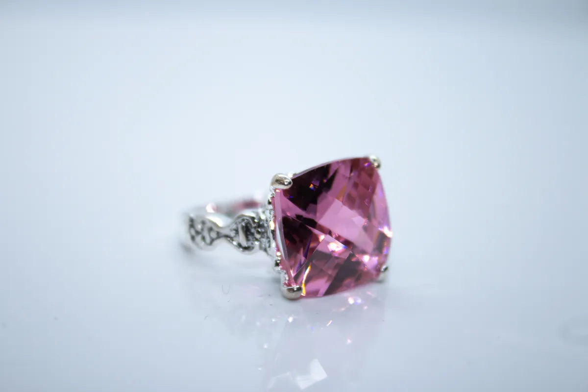 Sterling Silver CZ Pink Stone Ring