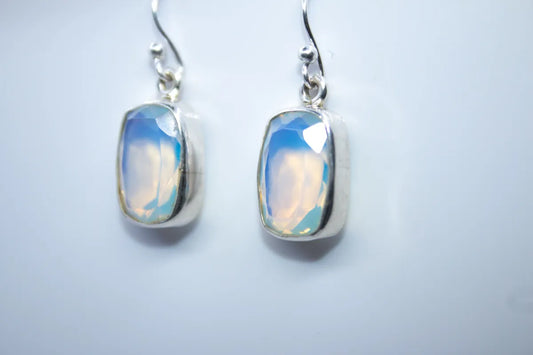 Sterling Silver MoonStone Colored CZ Dangling Earrings
