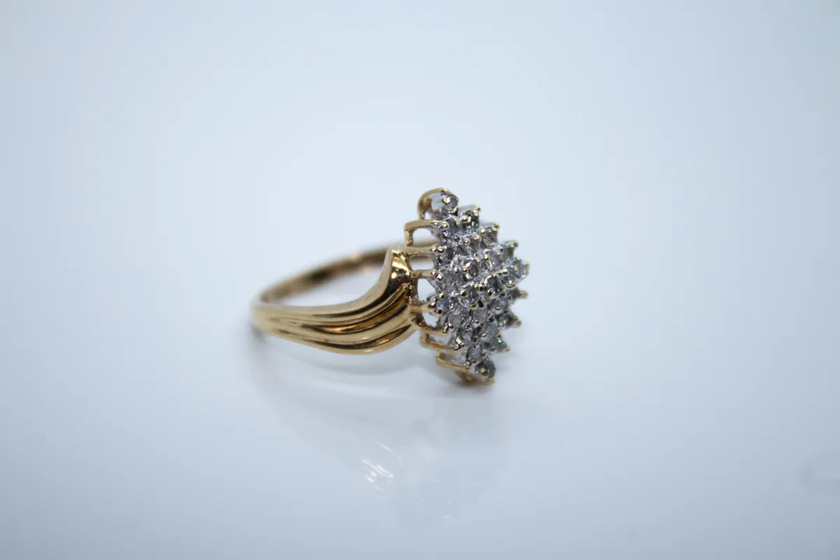 10K Yellow Gold Diamond Cluster Ring